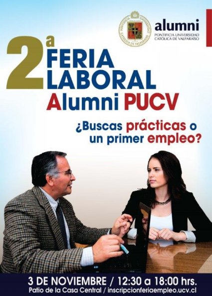 Si buscas práctica profesional o tu primer empleo participa en la 2ª Feria Laboral Alumni PUCV el próximo 3 de noviembre - Foto 1