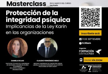 PUCV realizará Masterclass: “Protección de la integridad psíquica: Implicancias de la Ley Karin en las organizaciones”