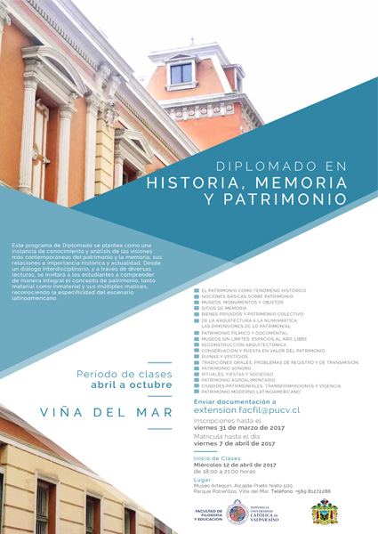 Cierre de Inscripciones Diplomado en Historia, Memoria y Patrimonio- Viña del Mar