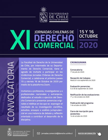 Convocatoria XI Jornadas Chilenas de Derecho Comercial 2020