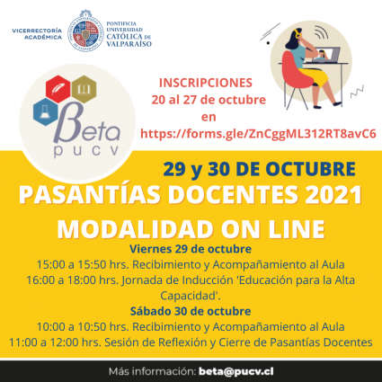 Inscripciones abiertas Pasantías Docentes BETA PUCV