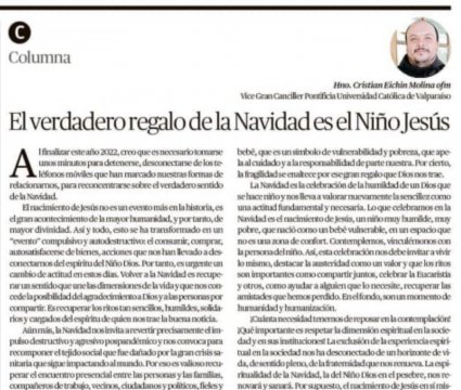 Columna de opinión: "El verdadero regalo de la Navidad es el Niño Jesús"