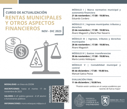 Curso de Actualización "Rentas municipales y otros aspectos financieros"